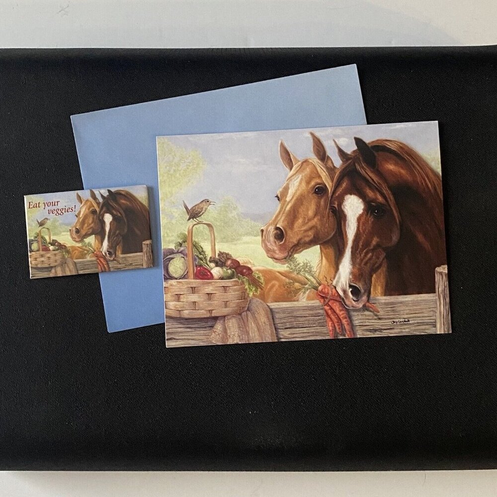 VTG Combo NOS Greeting & Magnet Leanin' Tree Joy Campbell THE OPPORTUNIST Horses